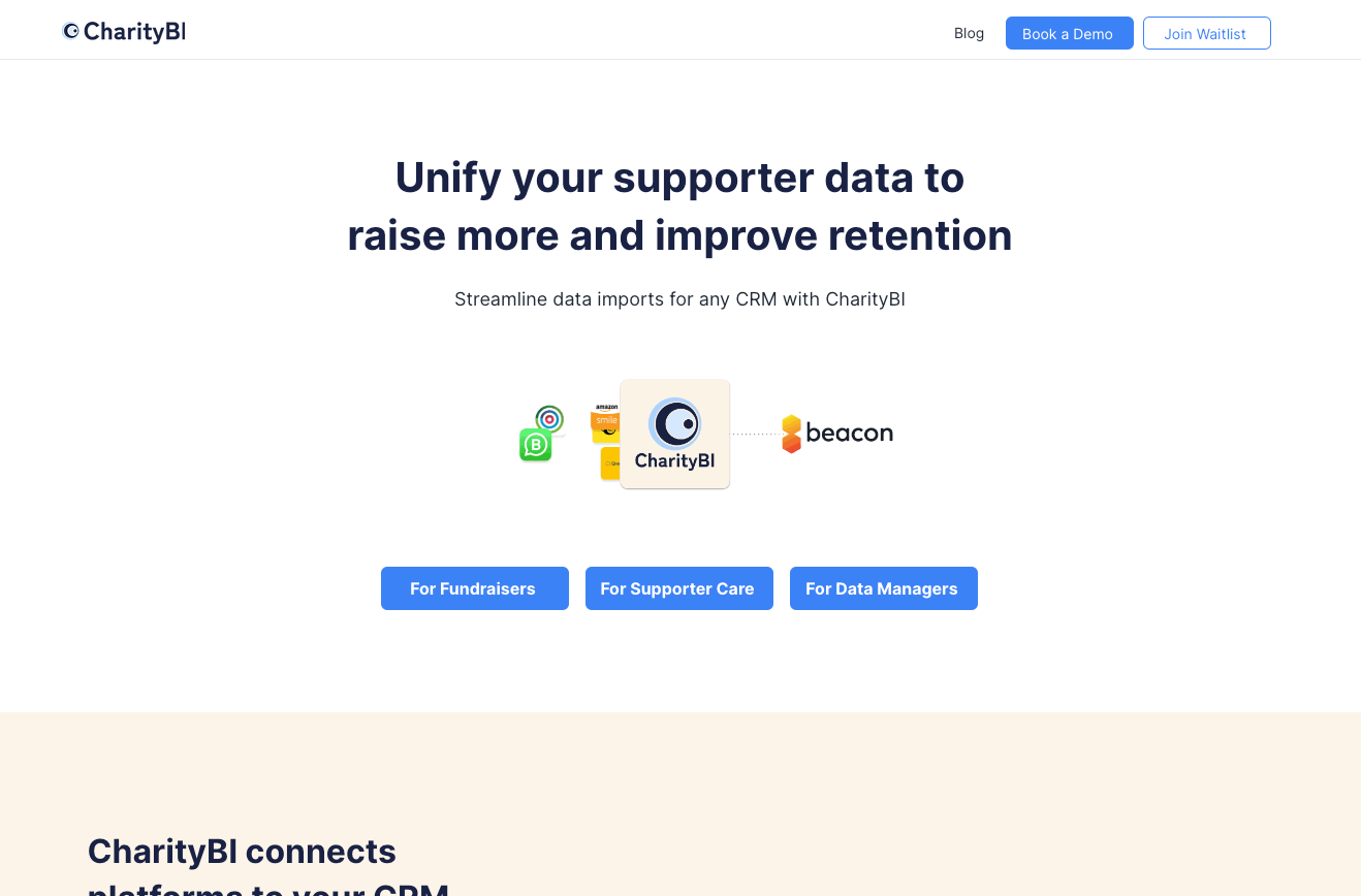 CharityBI homepage screenshot