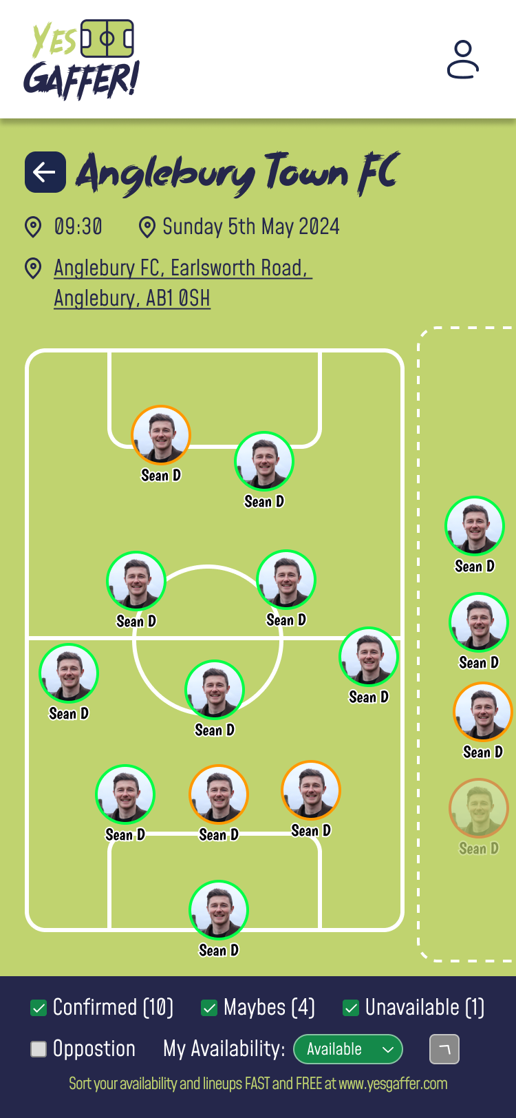Yes Gaffer tactics board screenshot